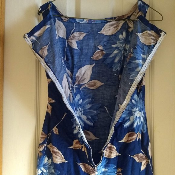 vintage 50s handmade sleeveless midi floral shift dress EUC - Picture 4 of 11